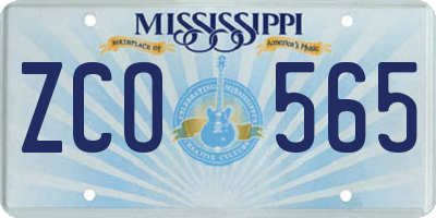 MS license plate ZCO565