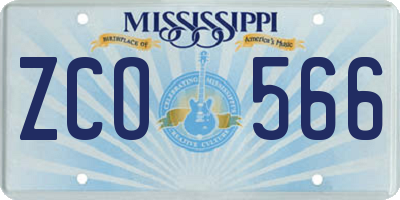 MS license plate ZCO566