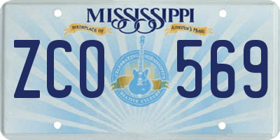 MS license plate ZCO569