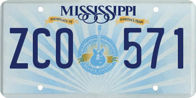 MS license plate ZCO571