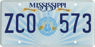 MS license plate ZCO573