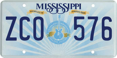 MS license plate ZCO576