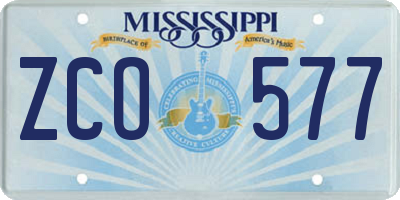MS license plate ZCO577
