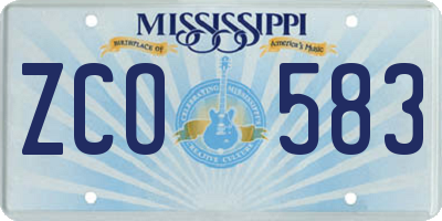 MS license plate ZCO583