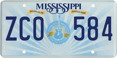 MS license plate ZCO584