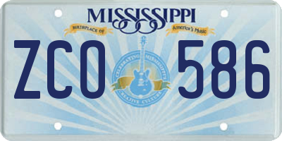 MS license plate ZCO586