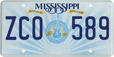 MS license plate ZCO589