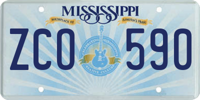 MS license plate ZCO590
