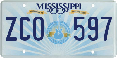 MS license plate ZCO597
