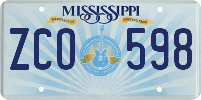 MS license plate ZCO598