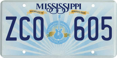 MS license plate ZCO605