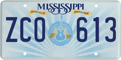 MS license plate ZCO613