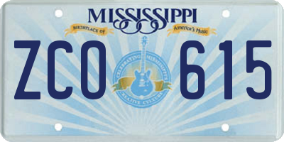 MS license plate ZCO615