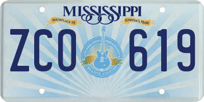 MS license plate ZCO619