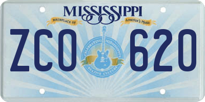 MS license plate ZCO620
