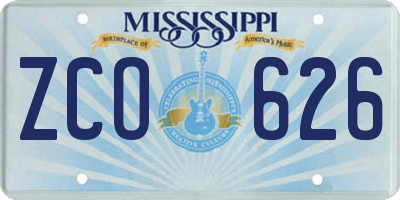 MS license plate ZCO626