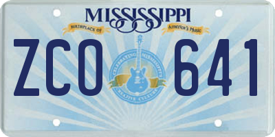 MS license plate ZCO641