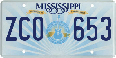 MS license plate ZCO653