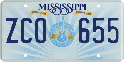 MS license plate ZCO655