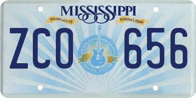 MS license plate ZCO656