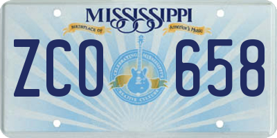 MS license plate ZCO658