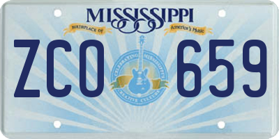 MS license plate ZCO659