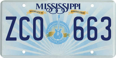 MS license plate ZCO663
