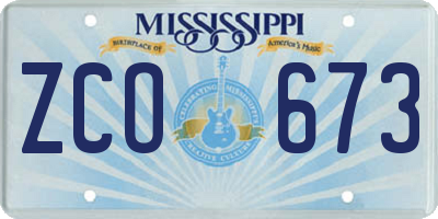 MS license plate ZCO673