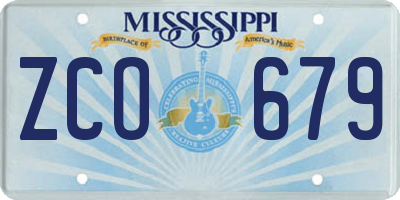 MS license plate ZCO679