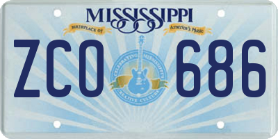 MS license plate ZCO686