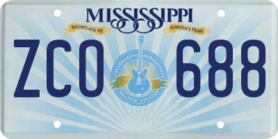 MS license plate ZCO688