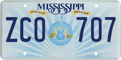 MS license plate ZCO707