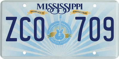 MS license plate ZCO709