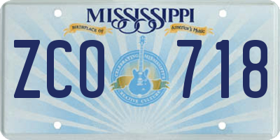 MS license plate ZCO718