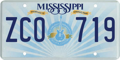 MS license plate ZCO719
