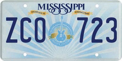 MS license plate ZCO723