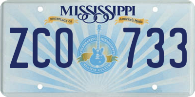 MS license plate ZCO733