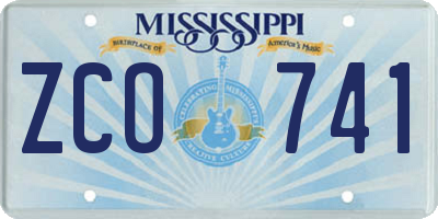 MS license plate ZCO741