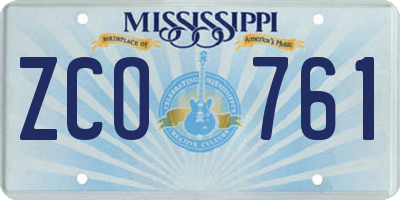 MS license plate ZCO761