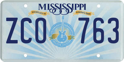 MS license plate ZCO763