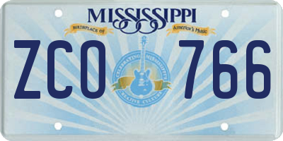 MS license plate ZCO766