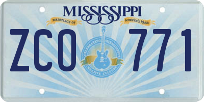 MS license plate ZCO771