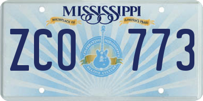 MS license plate ZCO773