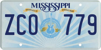 MS license plate ZCO779