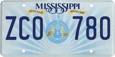 MS license plate ZCO780