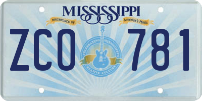 MS license plate ZCO781