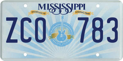 MS license plate ZCO783