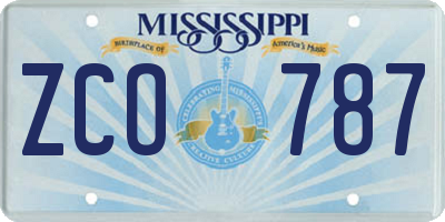 MS license plate ZCO787
