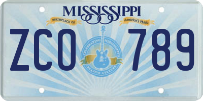 MS license plate ZCO789