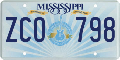 MS license plate ZCO798